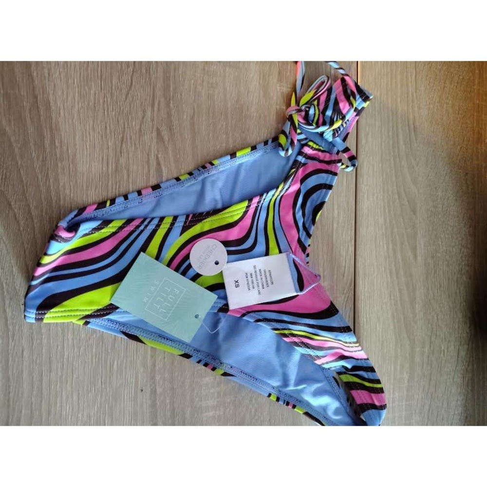 Full Tilt Cheeky High Rise Bikini Bottoms‎ Abstract Swirl Print XS